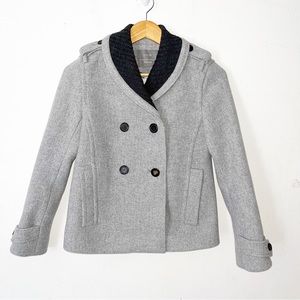 J. CREW Stadium Cloth by Nello Gori Gray Wool Pea Coat Jacket Size 2